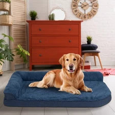 PureWags Orthopedic Dog Beds, L Shaped Waterproof Large Dog Bed Removable Cover