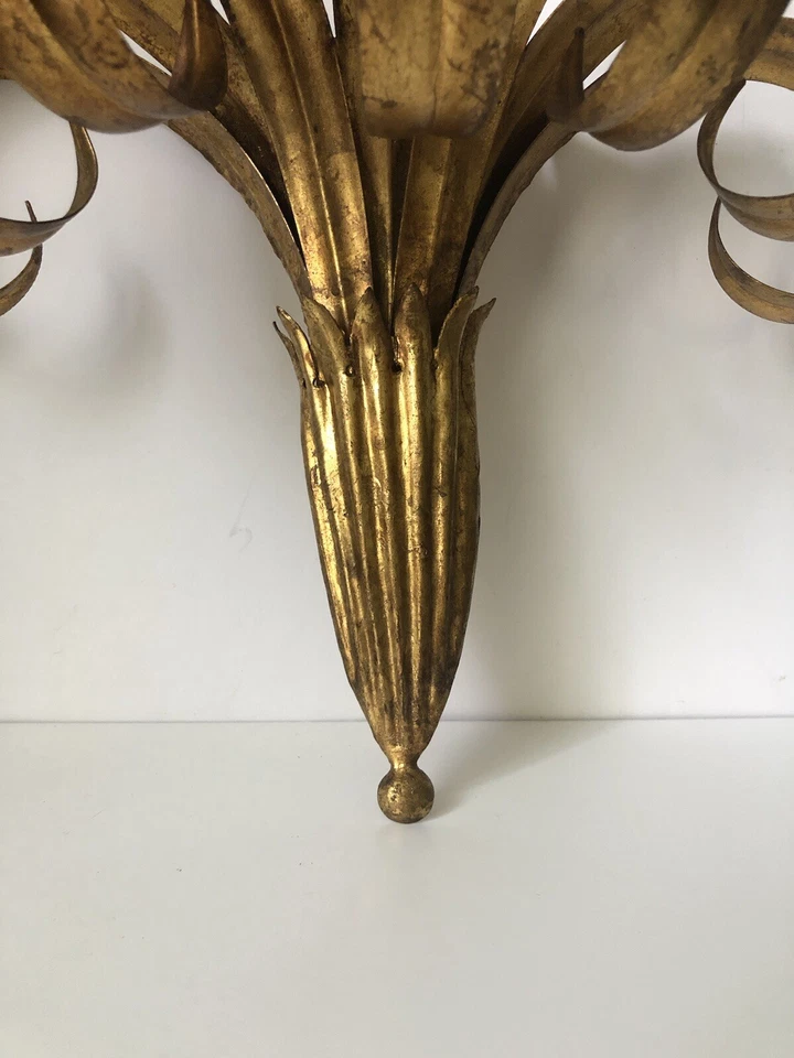 APARALIQUE DE PARED Hollywood Regency Mid Century moderno dorado culpa Foto 2 de 4