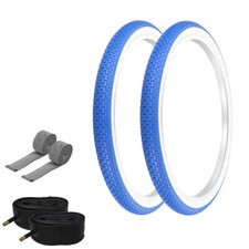 PRO TIRES 26 x 2.125 Blue/White G-5009 W/TUBES  RIM STRIPS