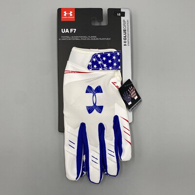 Under Armour UA F7 Adult LG Glue Grip Football Gloves USA Flag