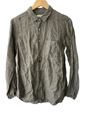 Nest Robe Confect Grey Green Button Up Linen Button Down Shirt Sz 3
