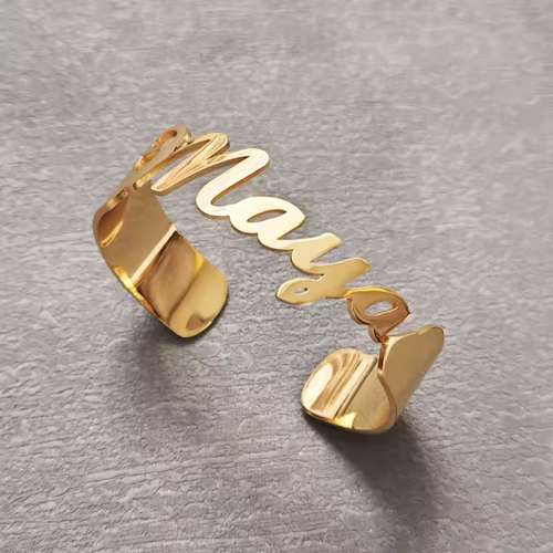 Custom Name Bracelet Big Cuff Jewelry Women Stainless Steel Adjustable Bangle - Picture 5 of 8