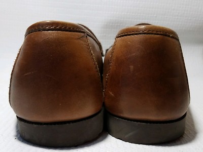 Martin Drake Mens 9.5 M Brown Leather Moc Toe Tassel Loafers  display picture 2