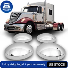 4PCS Chrome 8" Dome Rear Hub Caps Peterbilt Freightliner Kenworth Wheel Covers