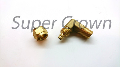 Brass 90° Elbow Fitting 1/4'' ID x 1/8''PT Male Thread Pipe Adapter With Hex Nut