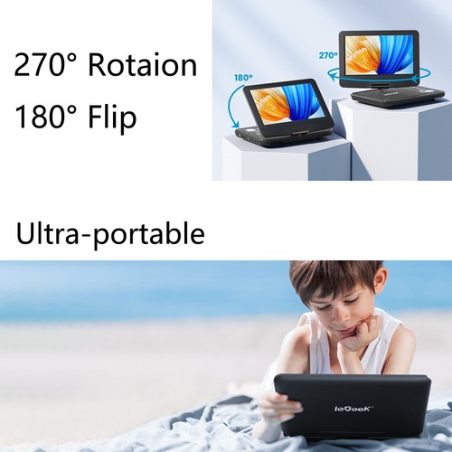 ieGeek 12.5"Portable DVD Player with HD Swivel Screen,Region Free,Remote Control - Picture 11 of 14