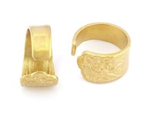 Spoon Ring Flower Patterned Adjustable Ring Raw Brass 18mm 8US inner size 2543