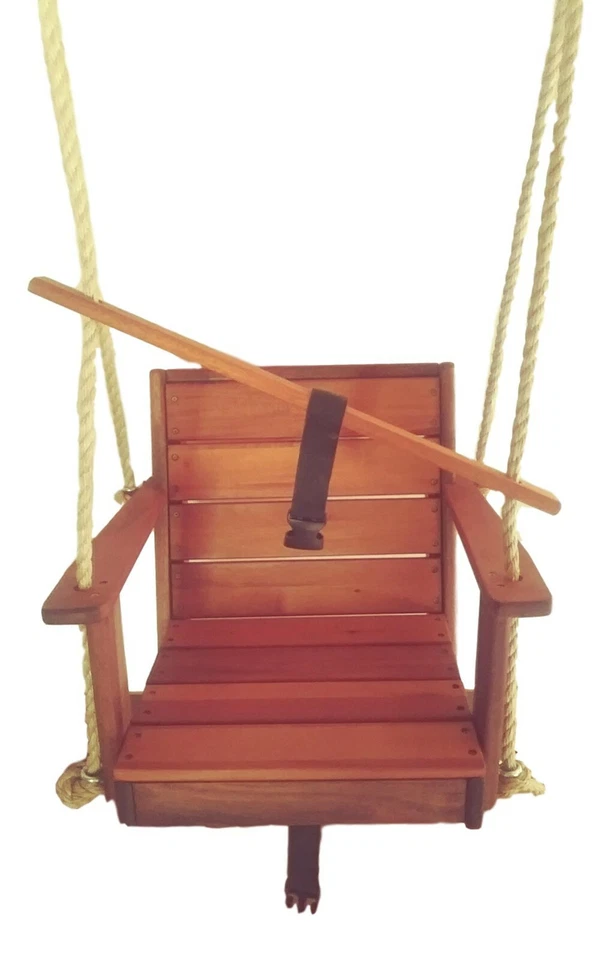 Columpio de madera para bebé niño pequeño columpio de madera para niño pequeño cuerda de 10' a cada lado HECHO EN EE. UU. Foto 3 de 4