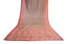 FNC Vintage Gray Sambalpuri Ikat Sarees Handwoven Art Silk Sari Fabric Antique