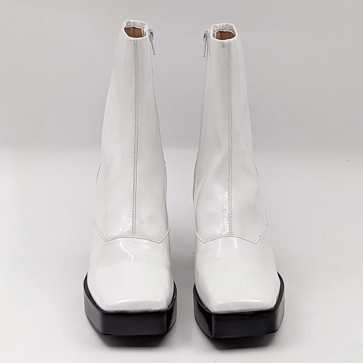 White patent hotsell leather boot
