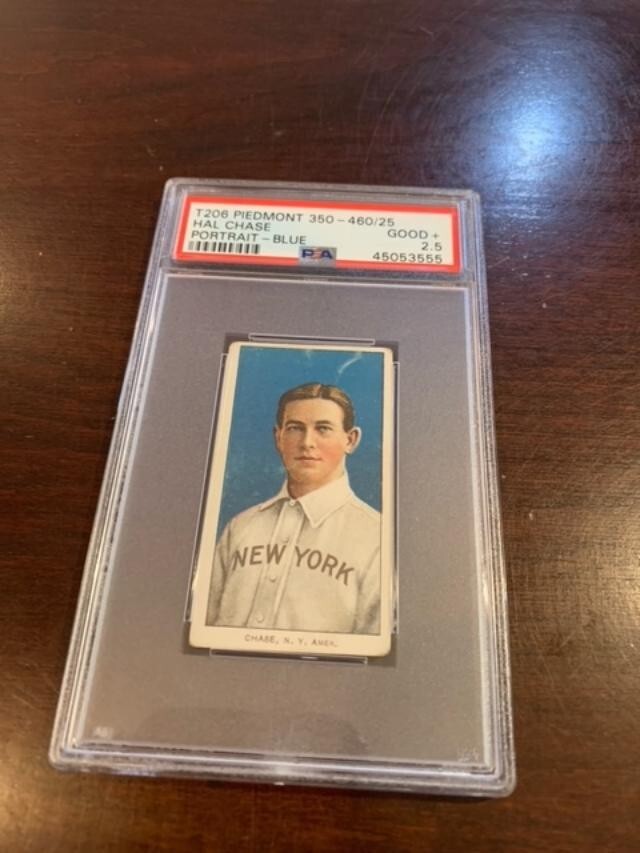 HAL CHASE 1909-11 T206 Piedmont 350 -460 Blue Portrait PSA 2.5 NEW YORK AMERICAN