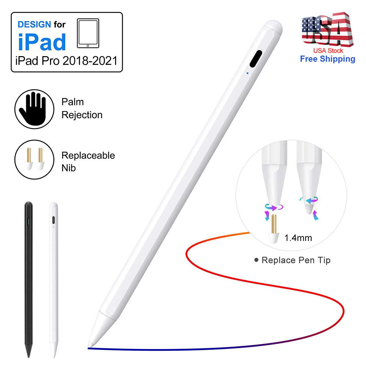 Stylus Pen For Apple Pencil iPad 6 7 8 9th/Mini 5/6th Pro 11.2 12.9 /Air 3/4