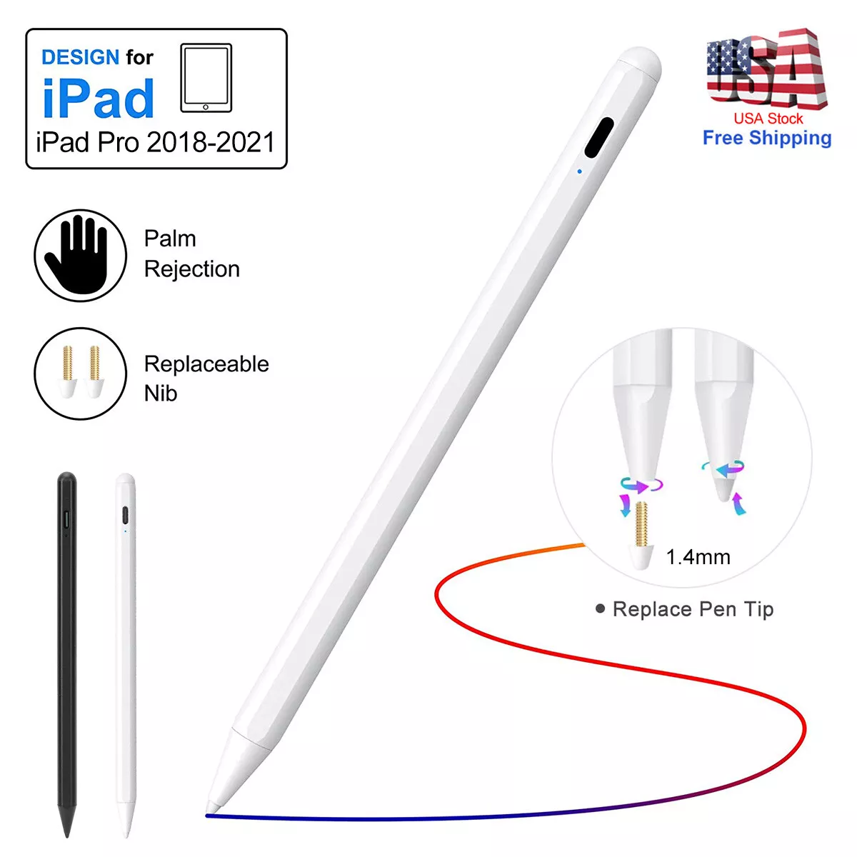 Stylus Pen For Apple Pencil iPad 6 7 8 9th/Mini 5/6th Pro 11.2 12.9 /Air  3/4