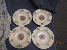 Vintage Bavaria Soup  Bowl Floral Design 32 E Set of 4 Gold Rimmed  Quite Nice !