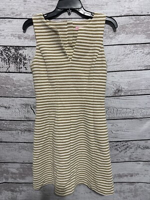 Lilly Pulitzer Brielle Gold Sparkle White Striped Midi Sleeveless