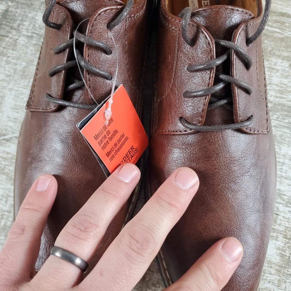 Zapatos Oxford Deer Stags Zander para niños pequeños talla 5 M cuero marrón punta almendra con cordones Foto 3 de 4