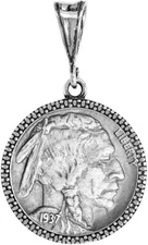 925 Sterling Silver Nickel Bezel 22 mm 5 Cents Coins Prong Back Illusion Edge