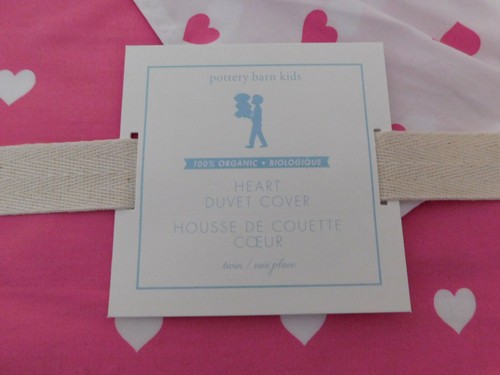 NEW Pottery Barn Kids TWIN Heart Duvet & Embroidered Heart Sheets 4PC PINK - Picture 2 of 8