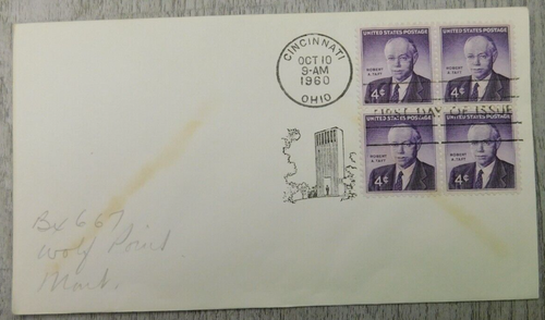 Primer día de emisión Robert A Taft Cincinnati OH 1960 de colección sello sobre cubierta