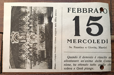 Ss Faustino & Giovita Martiri Santino Of The Day Wednesday 15 February 1933