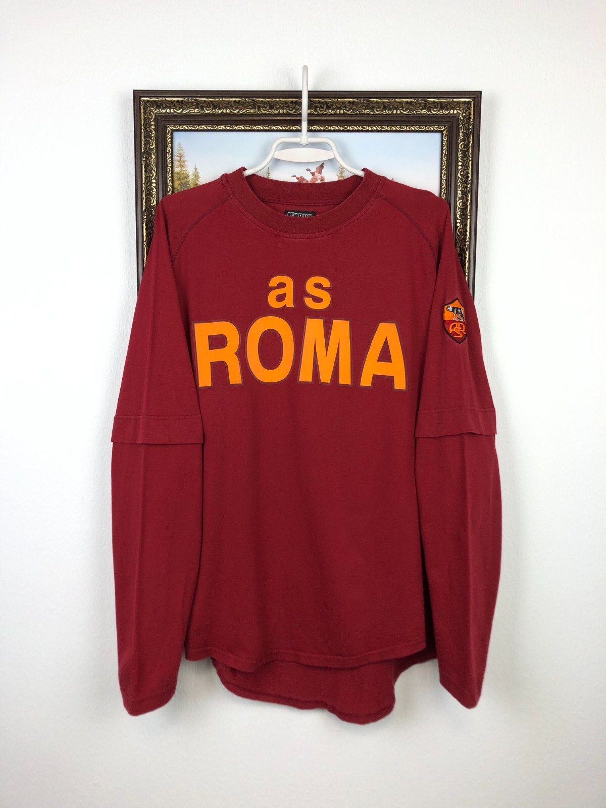 Vintage Kappa AS Roma Football Shirt Long Sleeve Soccer Jersey Mens Size XL