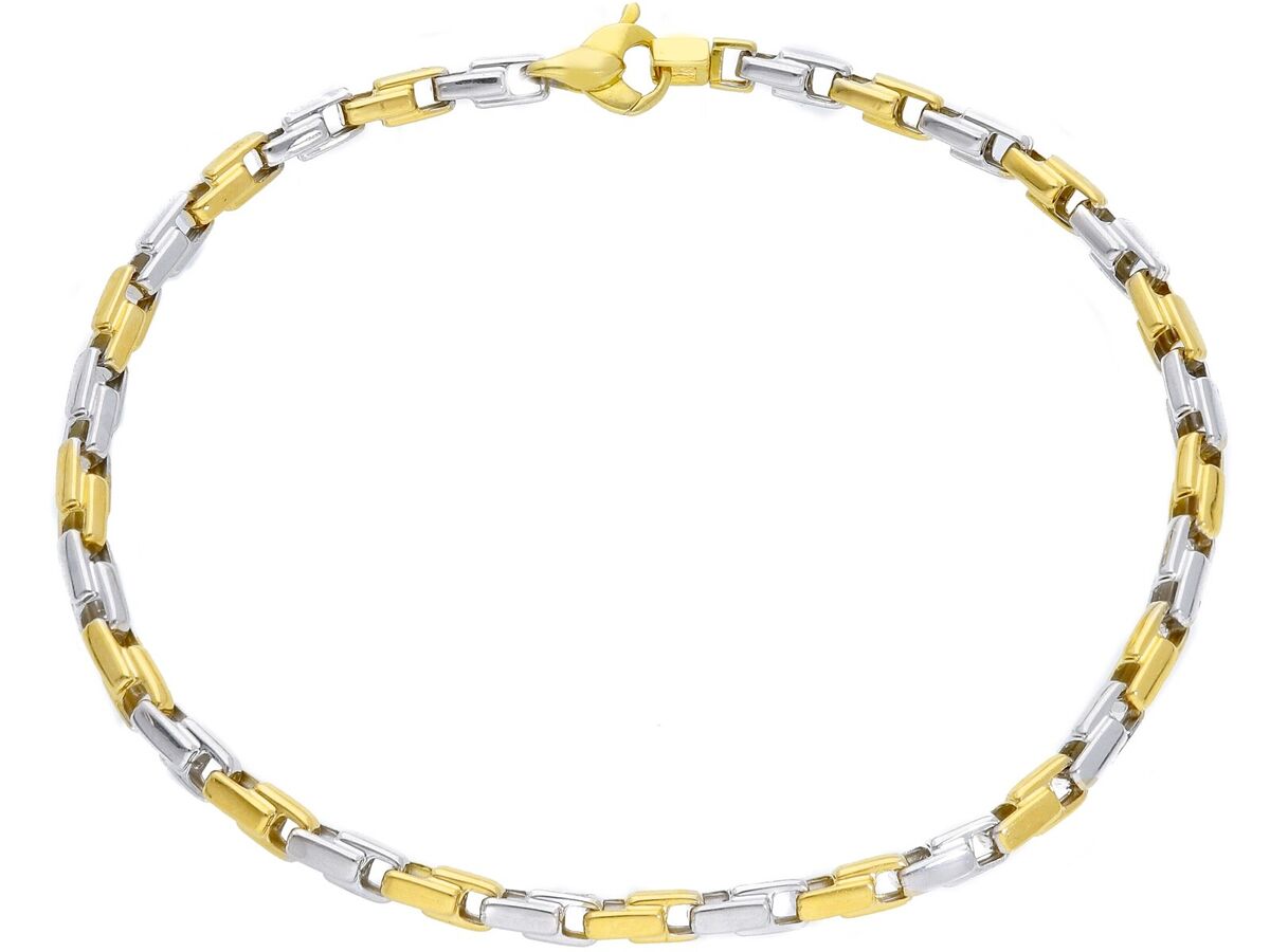 18K YELLOW WHITE GOLD BRACELET 3.5mm ALTERNATE CROSSED 18K YELLOW WHITE GOLD BRACELET 3.5mm ALTERNATE CROSSED