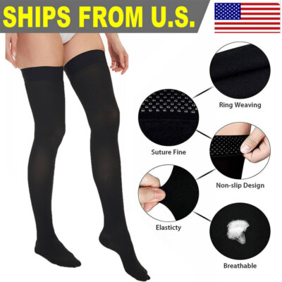 Thigh High Compression Socks 20-30 mmHg Support Stockings Anti-Skid Closed Toe