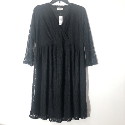Maurice's Maternity Dress Mini Black Lace Lined V-neck Size Large New | eBay