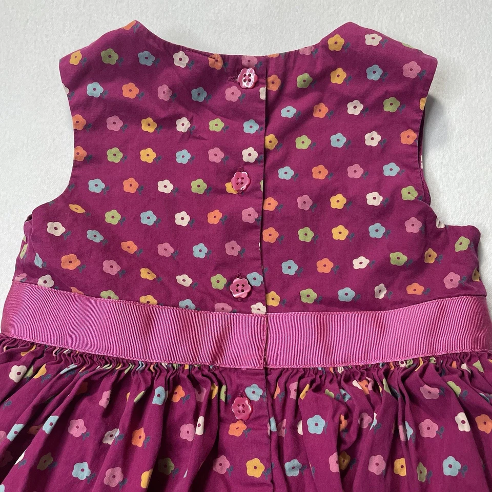 Vestido Baby Gap Niñas Magenta Flor Punto Rosa Cinta Lazo Talla 4T Foto 4 de 4