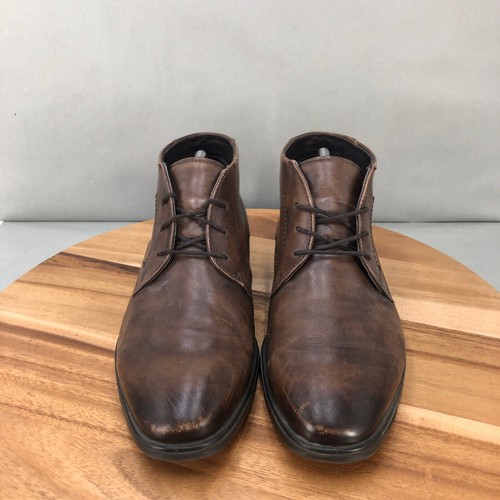 Ecco Melbourne Leder Chukka Boots 41/8 Stiefeletten elegant Freizeit braun Schnürung - Bild 2 von 11