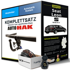 Für SEAT Leon II Typ 1P1 Anhängerkupplung abnehmbar +eSatz 7pol 05-09 NEU