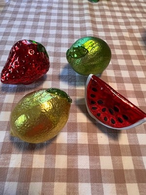 Valerie Parr Hill  QVC Illuminated Mercury Glass Fruit Lot Of 8 LED Timer EUC