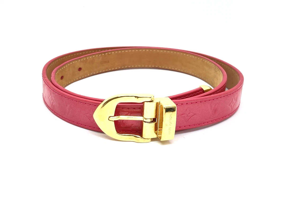 Authentic pre-owned Louis Vuitton Fuchsia Leather Belt with Gold Studs - Women Louis Vuitton Pink Belts for Women for sale | eBay main image 2