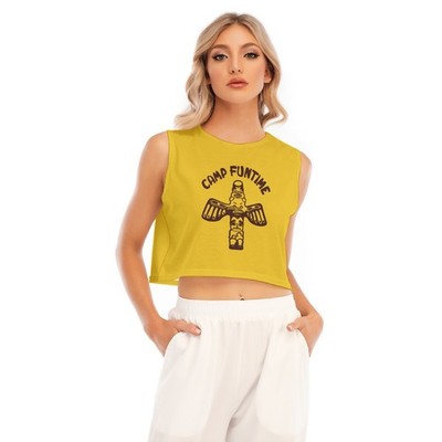 Camp Funtime Women's Sleeveless Yellow Cropped Top