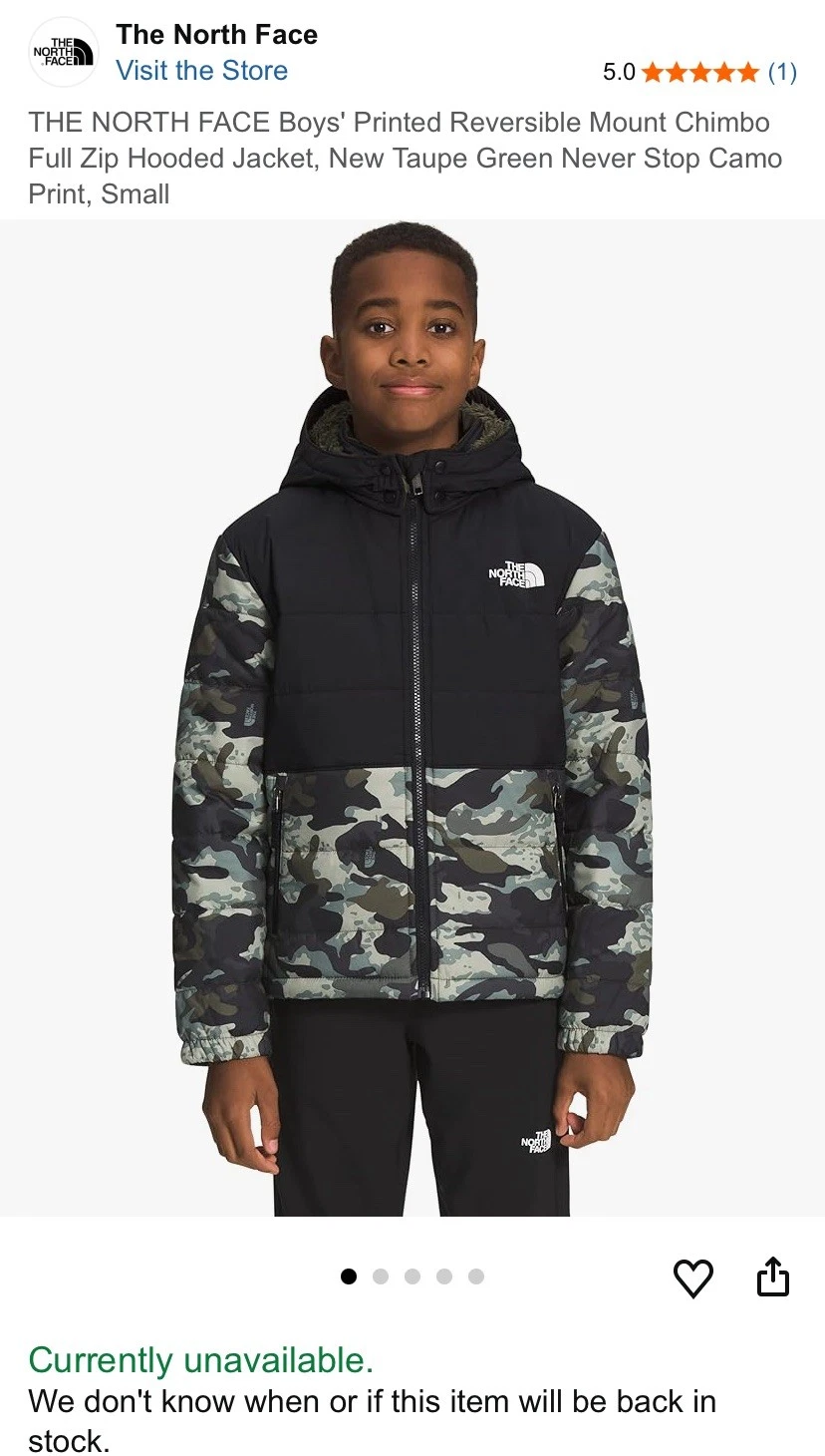 The North Face Reversible Mount Chimbo Camo Jacket Coat Youth Boys Sz ✨Med or 12