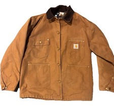 VTG 90s Carhartt 6BLC Duck Canvas Blanket Lined Chore Coat Jacket Men 42 USA