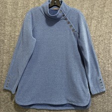 J McLaughlin Marisa Sweater Women Large Button High Neck Fleece Pullover Pockets