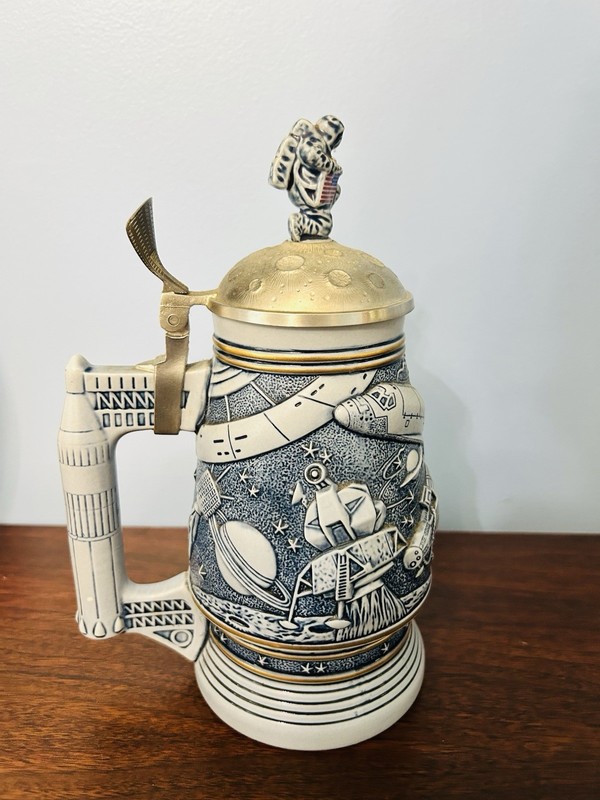 Avon 1991 Vintage Beer Stein Handcrafted, Brazil, Conquest of Space Theme