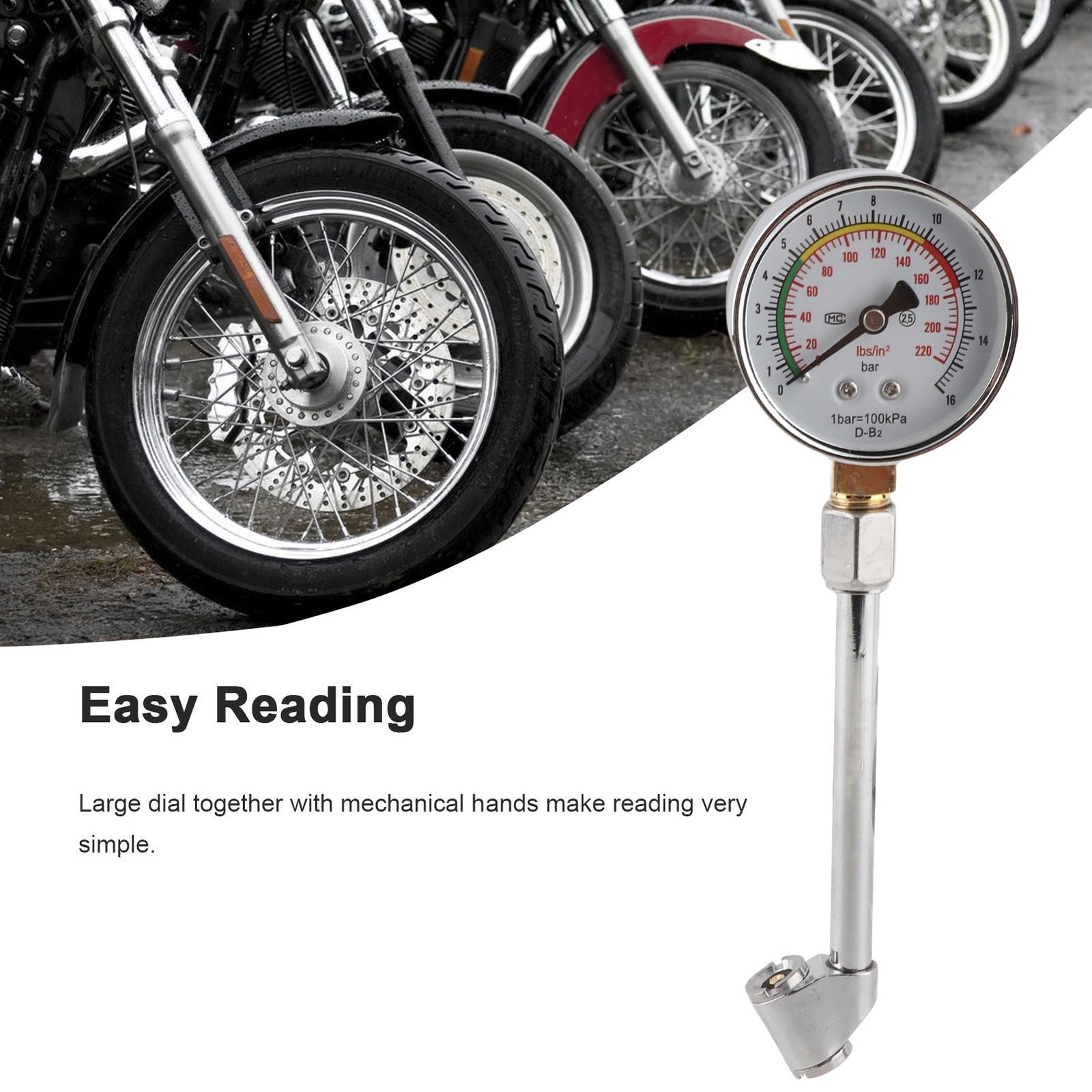 Tire Pressure Gauge Easy Reading Measuring Tool For Automobile Motorcycle.