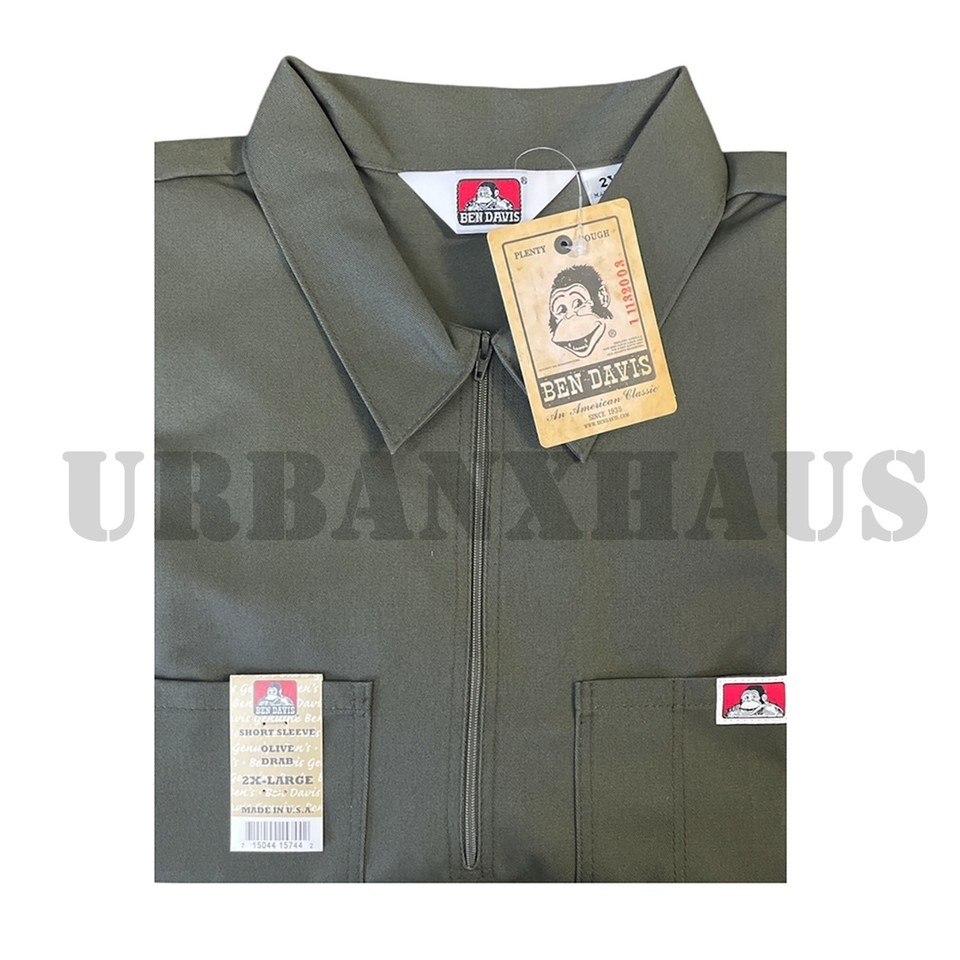 bendavis-solid-short-sleeve-1-2-zip-shirts-s-to-5xl-ben-davis-ebay