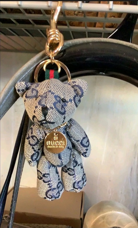 Authentic Gucci Bear Denim Keychain Purse Bag Charm