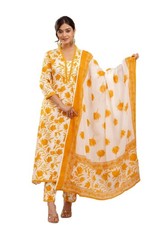 Women's Printed Anarkali Kurta With Palazzo  Dupatta Set