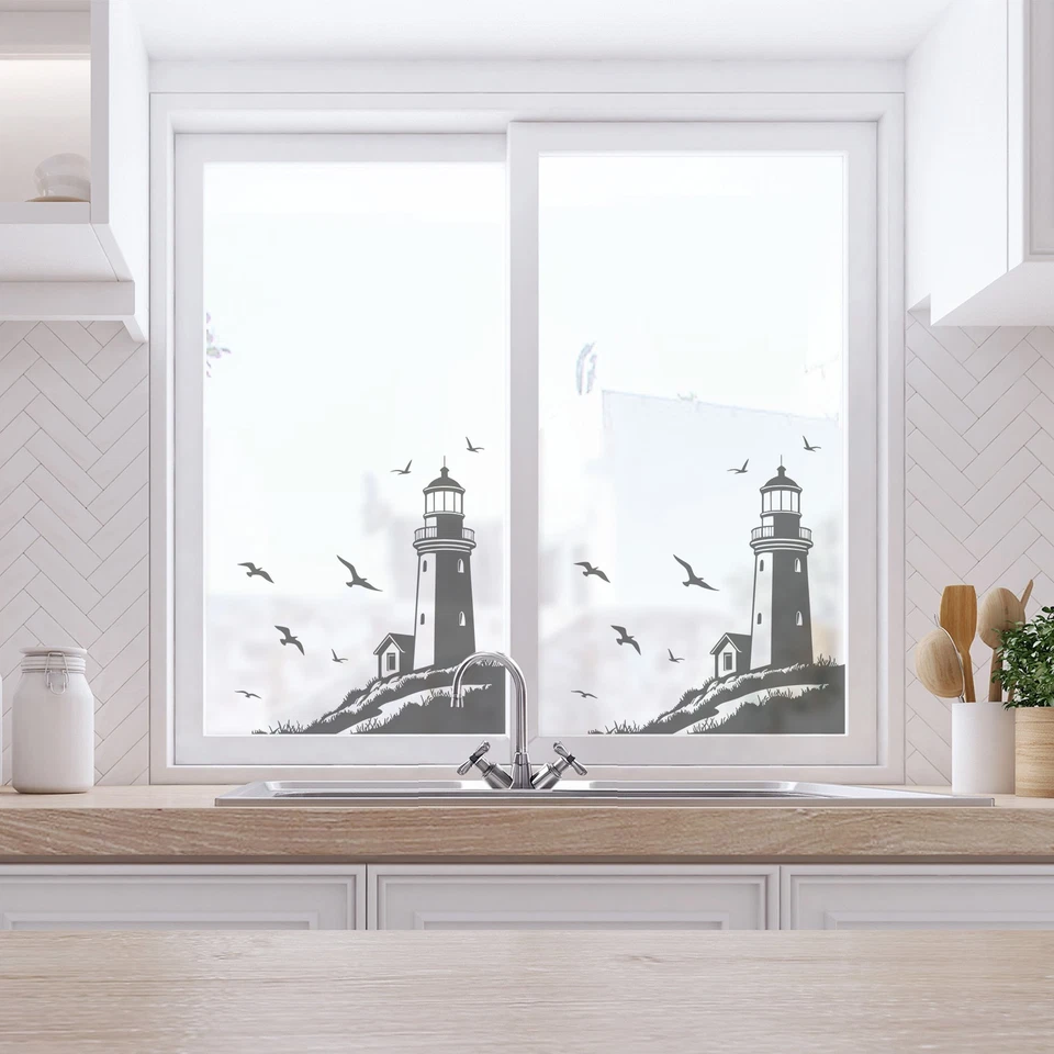 Sichtschutzfolie Milchglasfolie Motiv Duschfolie Duschkabine YX001-08 Leuchtturm - Bild 3 von 4