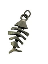 Vintage Fishbone Skeleton Metal Pendant Charm Dainty