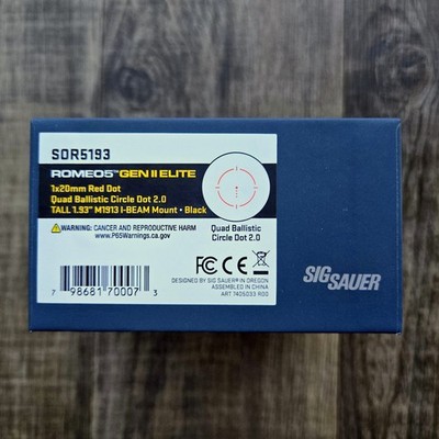 Sig Sauer Romeo 5 Gen II Elite Multi-Reticle Red Dot Sight 1.93'' Mount - Black