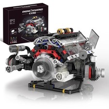 V8 Engine Building Blocks Set, APP Controlled Combustion Model Kit with Recha...
