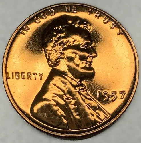 1957 Gem Proof Lincoln Wheat Back Penny US Coin Cents Deep Mirror Finish -3308