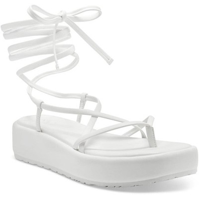 INC Womens Rexile Thong Strappy Flatform Sandals White 8.5 Medium (B,M)