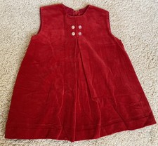 Vintage Red Cotton Velvet Sleeveless Christmas Holiday Dress Girl Size 24 Months