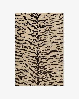 8x10 Nordic Knots Tigris Beige Rug 100% Wool Hand-Tufted Tiger Print Modern Rug
